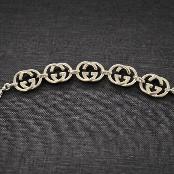 Elegant Interlocking Link Bracelet in sterling 7” Gucci - Picture 2 of 5